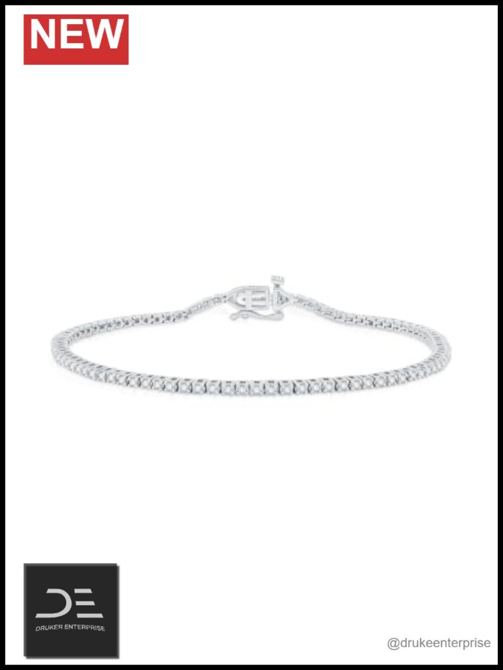 Sterling Silver Lab Grown Diamond Tennis Bracelet 7.5 Inch Hypoallergenic Fine